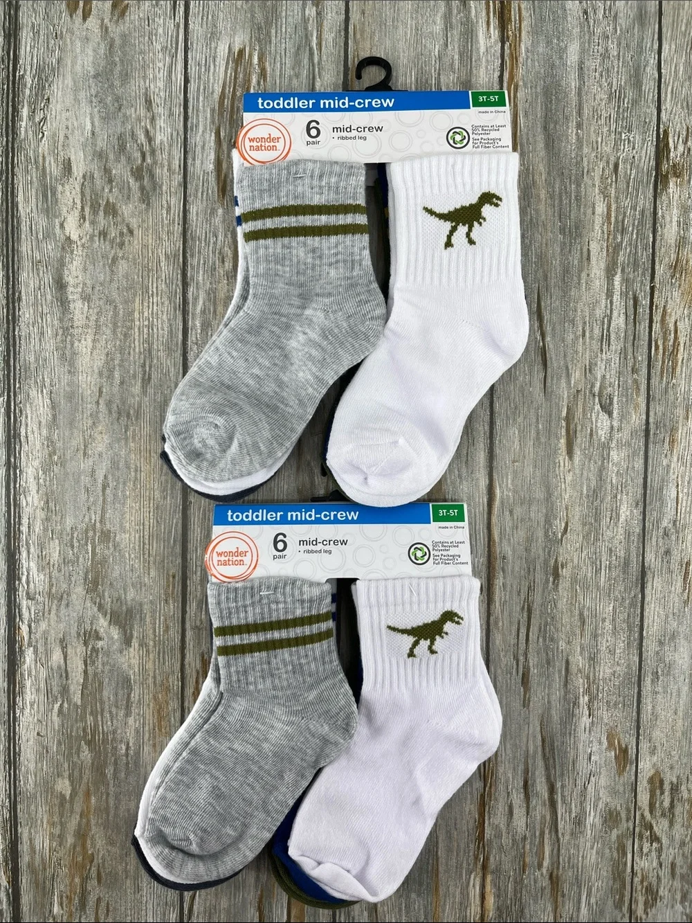 Toddler Mid-Crew Socks 2, 6-Packs Size 3T-5T